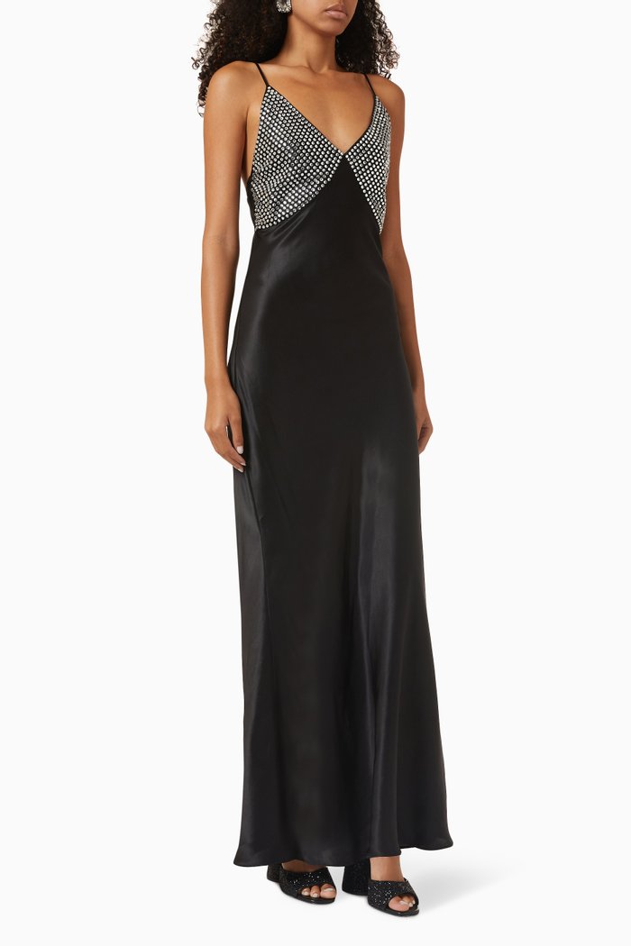 

Moody Maxi Dress in Satin, Black