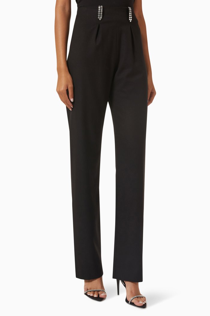 

Elvis Diamante-embellished Pants, Black
