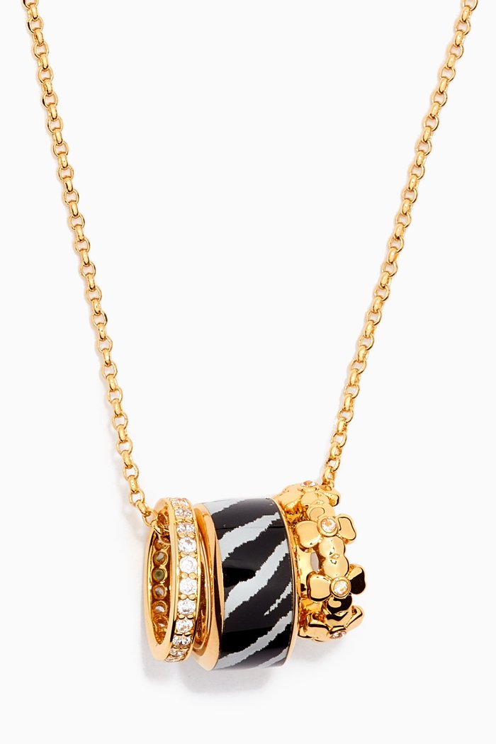 

Heritage Spade Flower Pendant Necklace in Gold-plated Brass, Multicolour