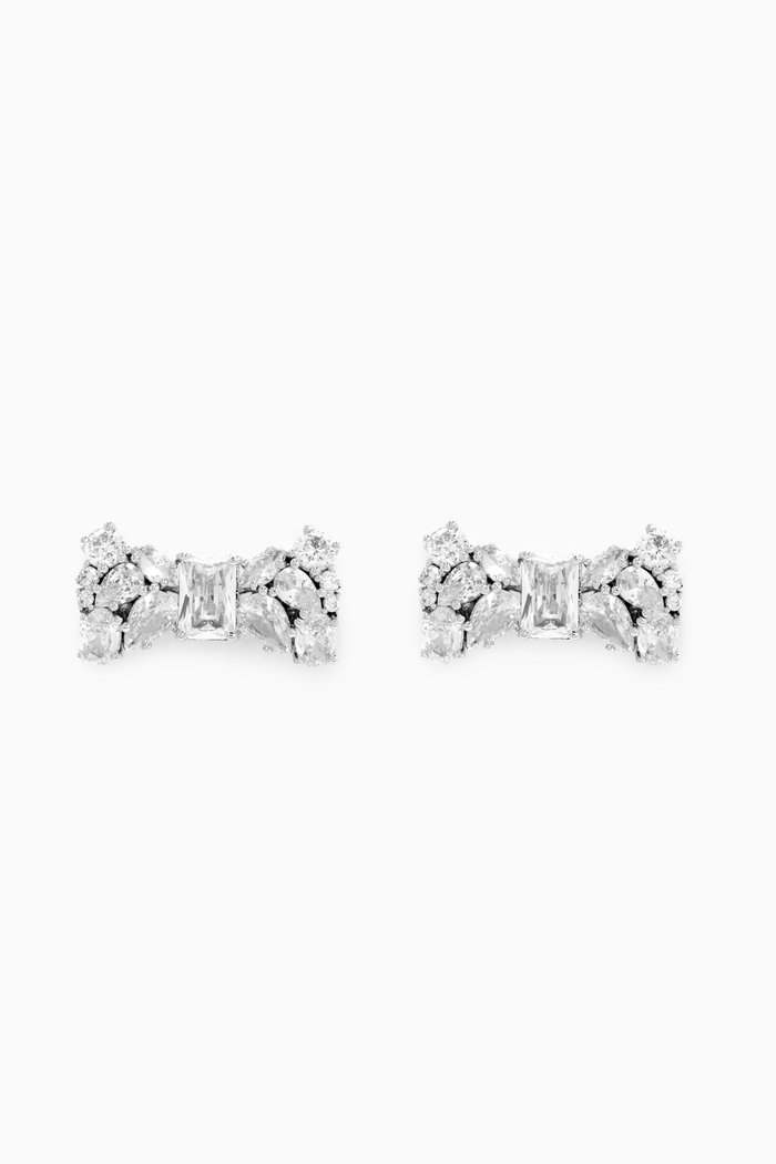 Take a Bow Stud Earrings in Silver-plated Brass