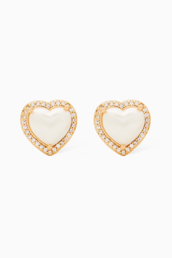 

My Love Pavé Heart Stud Earrings, Gold