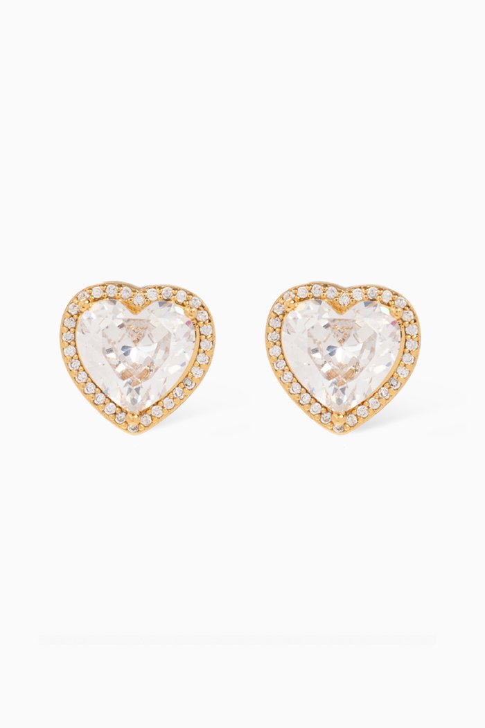 

My Love Pavé Heart Stud Earrings, Gold
