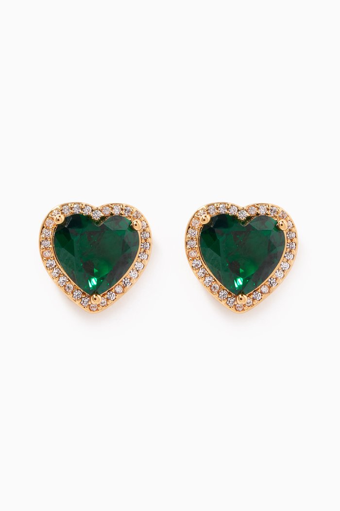 

My Love Pavé Heart Stud Earrings, Green