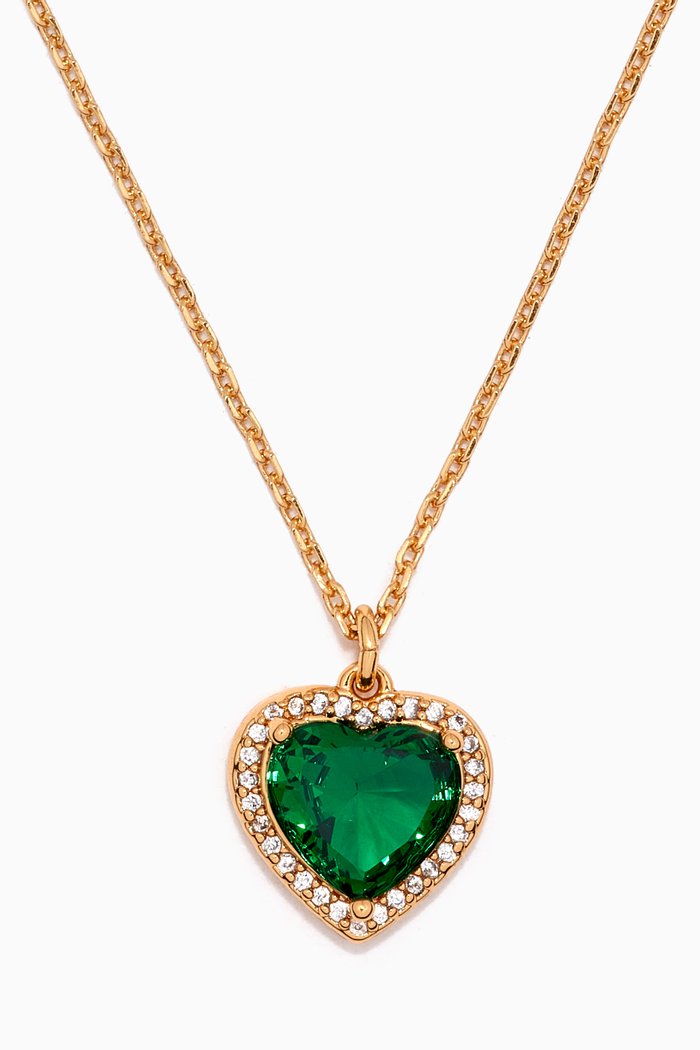 

Pavé Heart Pendant Necklace, Green