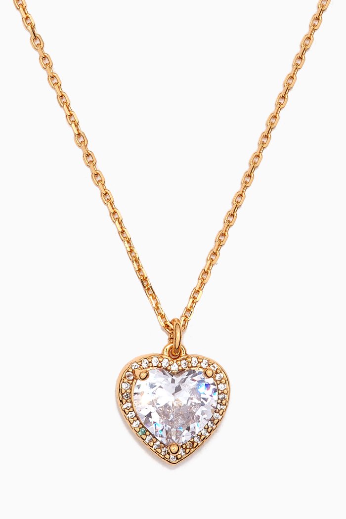 Pavé Heart Pendant Necklace, Gold