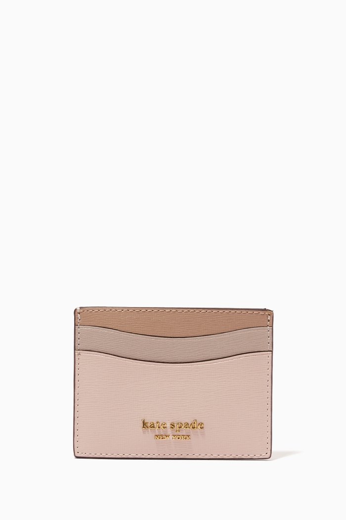 

Morgan Card Holder in Saffiano Leather, Pink