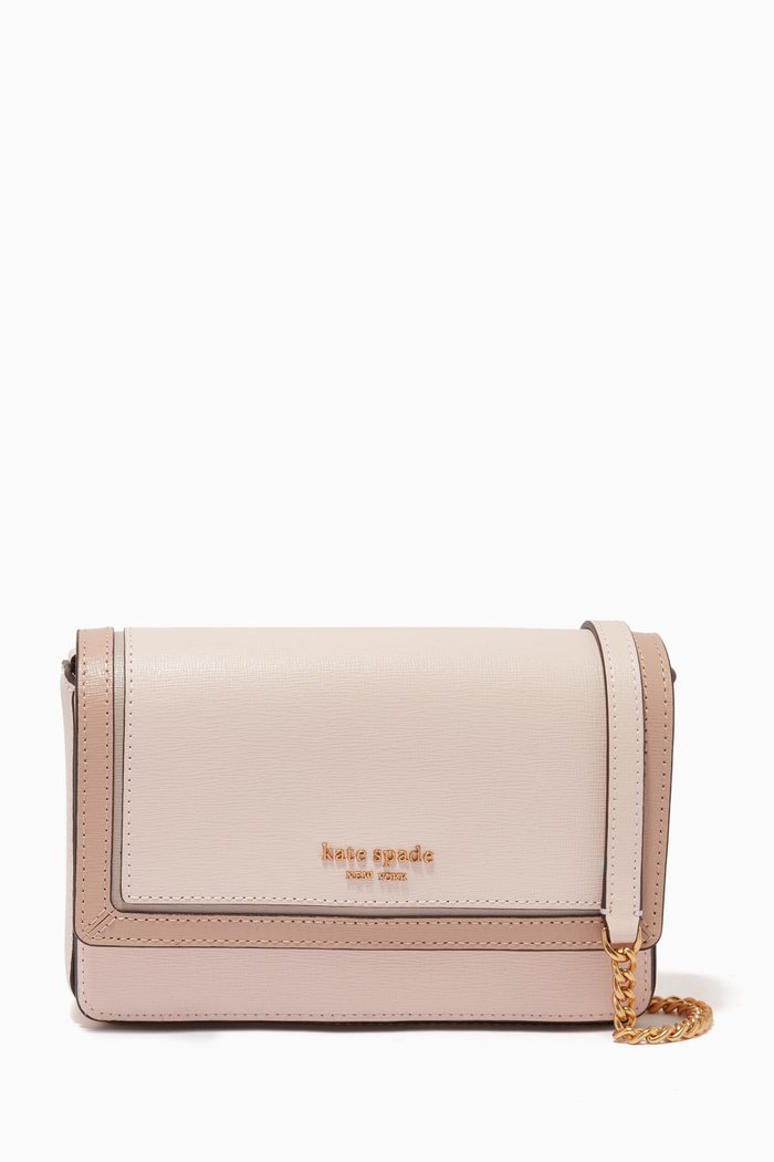 

Morgan Flap Chain Wallet in Leather, Pink