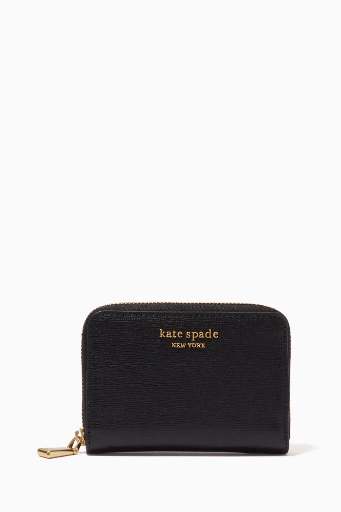 

Morgan Zip Card Case in Saffiano Leather, Black