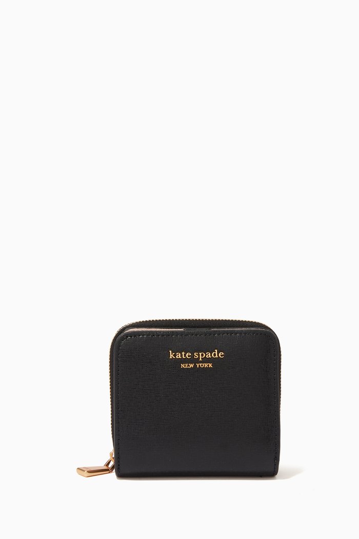 

Small Compact Wallet in Leather, Black