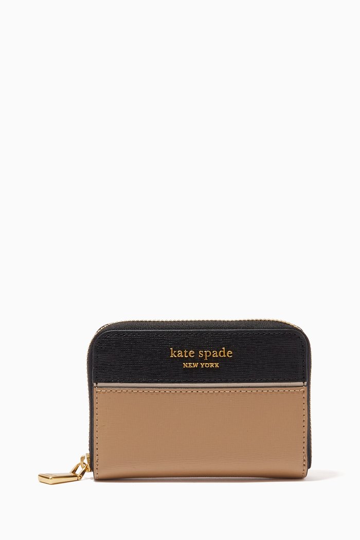 

Morgan Colour-block Card Case in Saffiano Leather, Brown