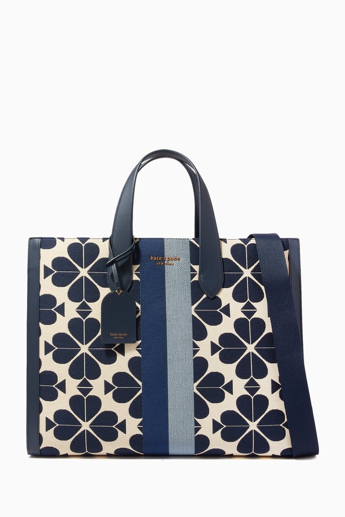 

Large Spade Flower Manhattan Tote Bag in Jacquard, Blue