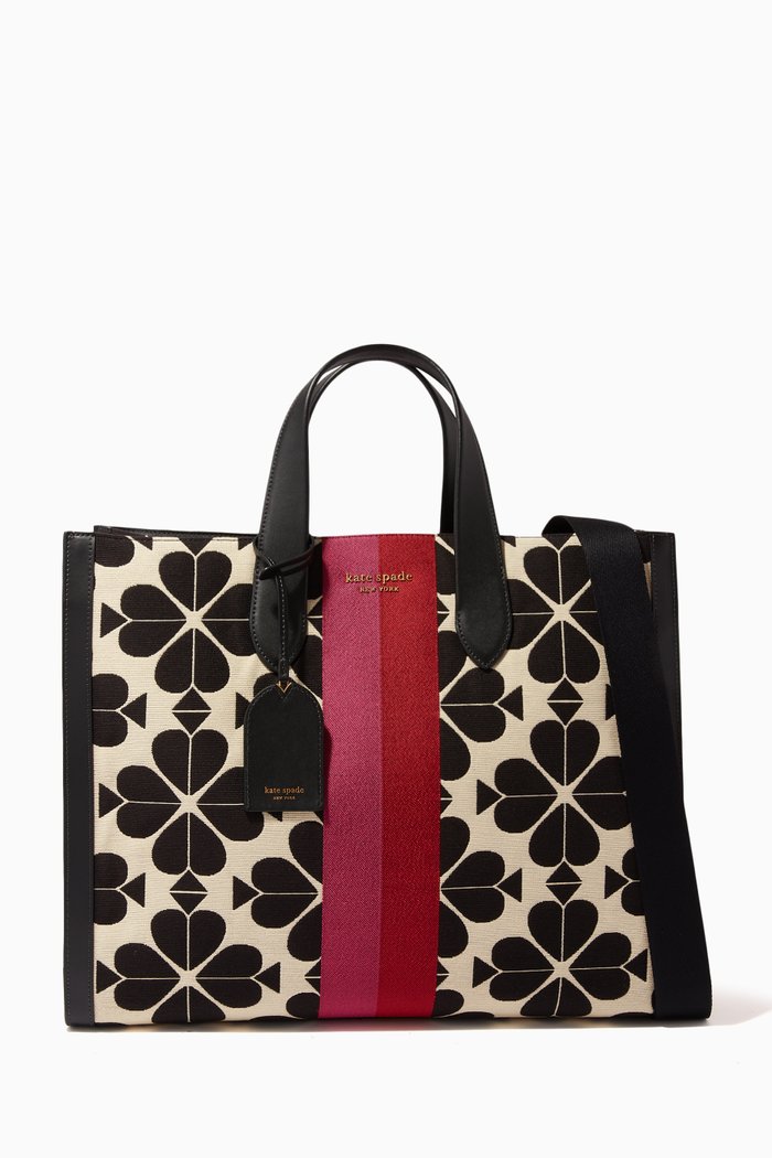 

Large Spade Flower Manhattan Tote Bag in Jacquard, Neutral