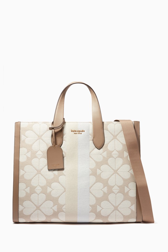 

Large Spade Flower Manhattan Tote Bag in Jacquard, Multicolour