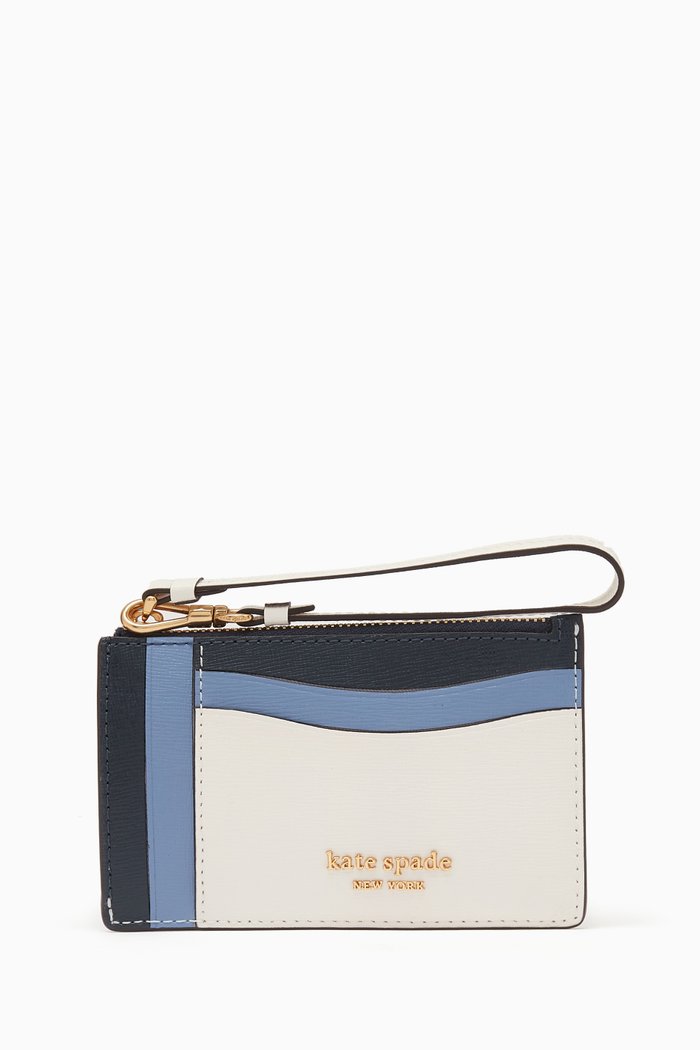 Morgan Wristlet Card Holder in Faux Leather, Neutral