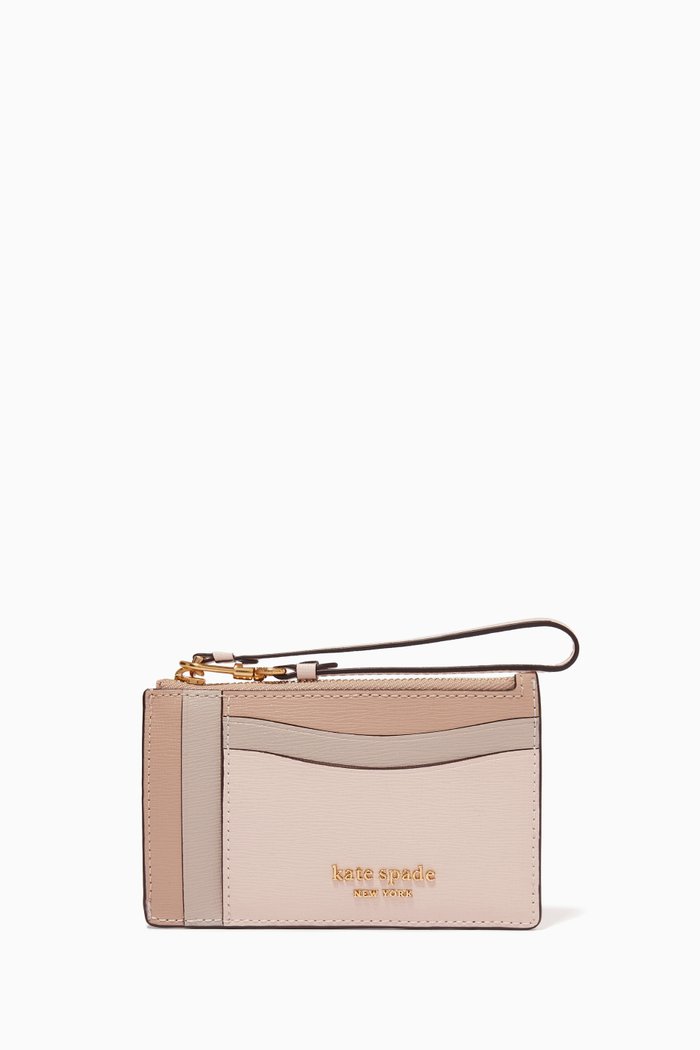 

Morgan Wristlet Card Holder in Faux Leather, Pink