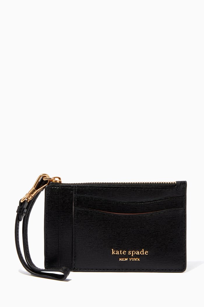 

Morgan Wristlet Card Holder in Faux Leather, Black