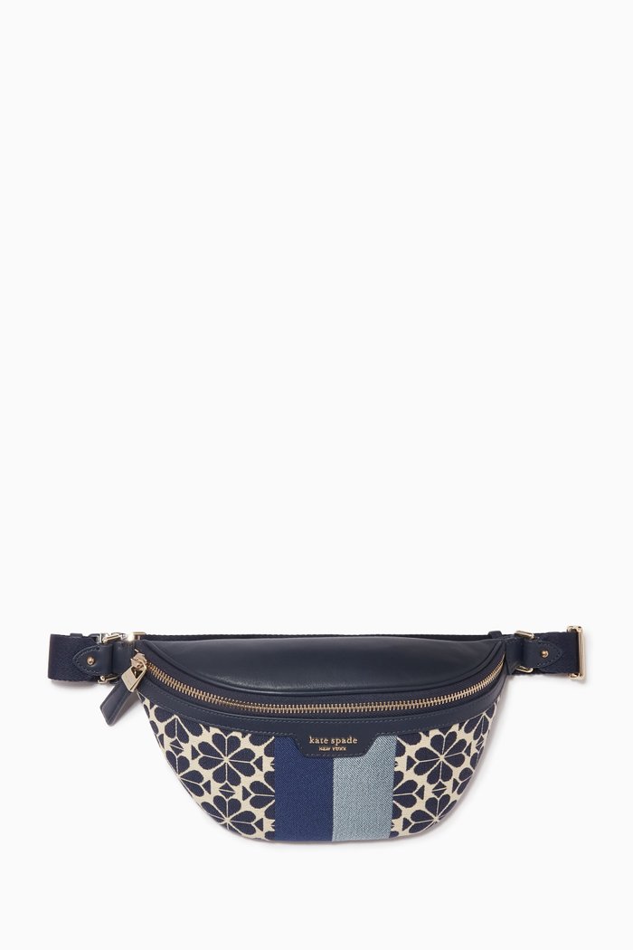 

Medium Spade Flower Belt Bag in Jacquard, Blue