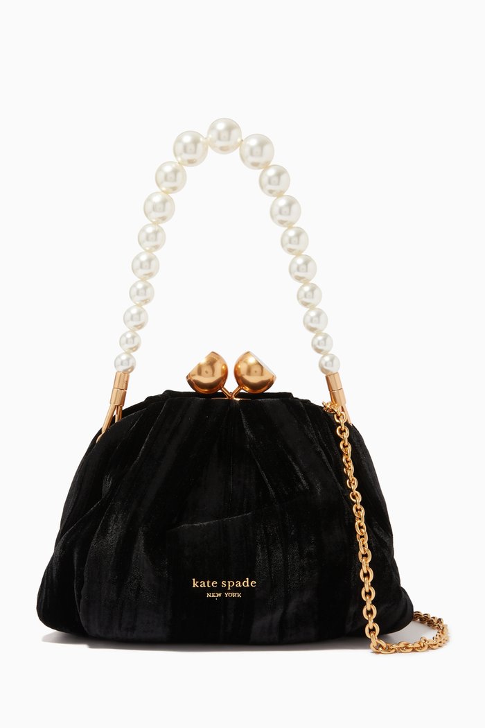 

Small Gala Kisslock Clutch in Plush Velvet, Black