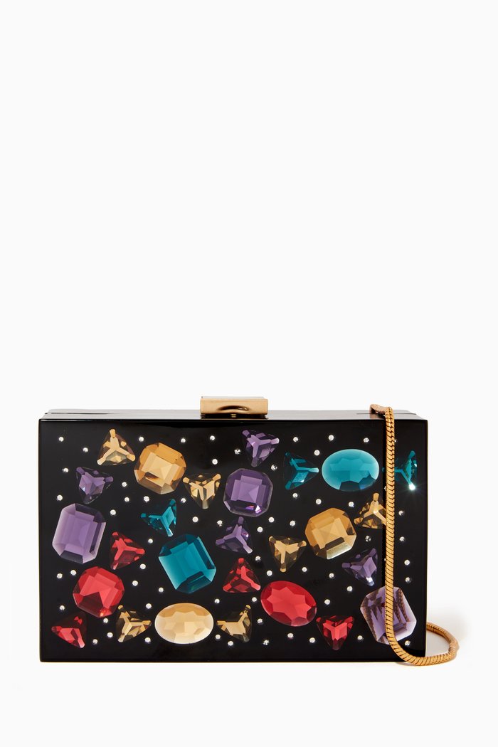 

Sweet Treats Jeweled Clutch in Resin, Black