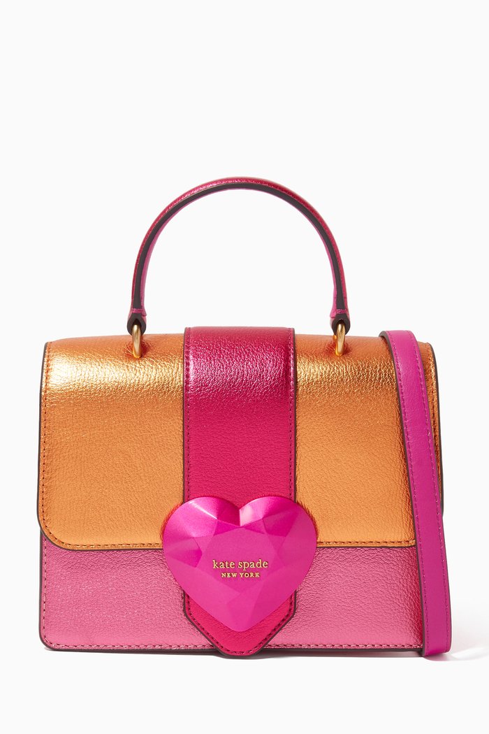 

Colour-block Bag in Metallic Leather, Pink