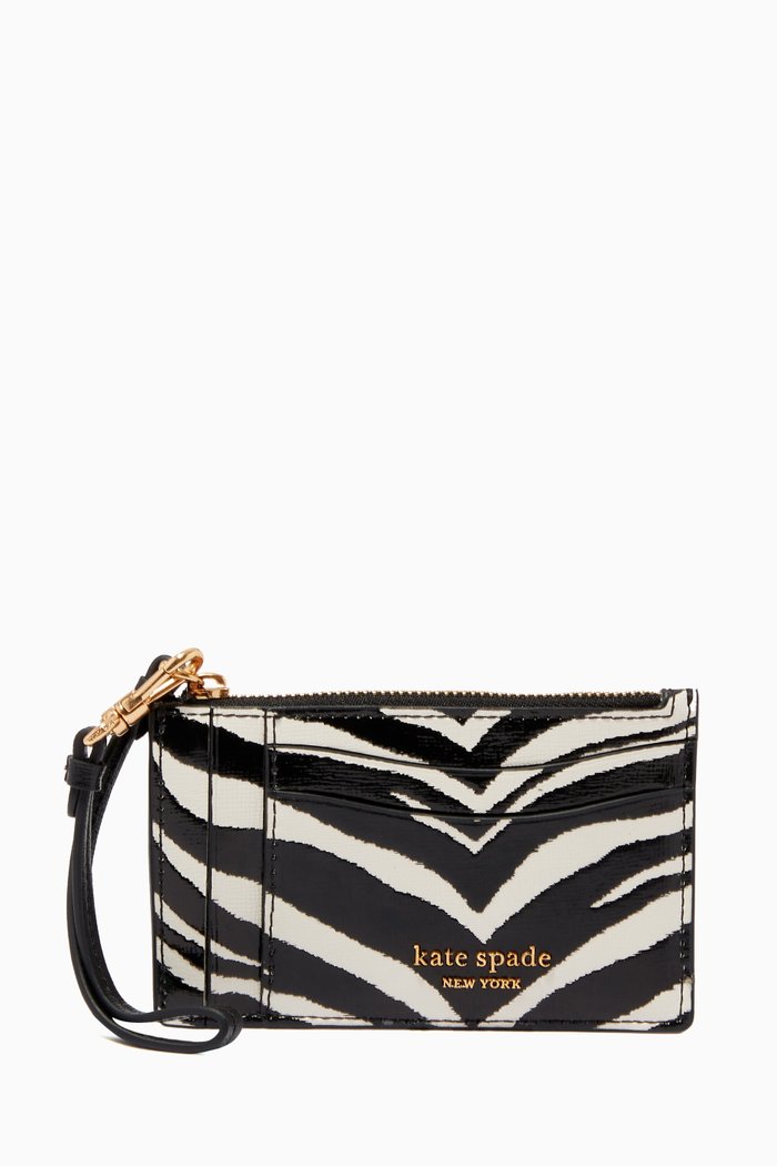 

Morgan Wristlet Card Holder in Faux Leather, Black