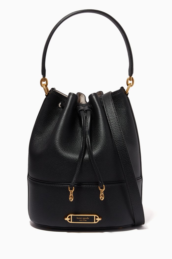 

Medium Bucket Bag in Leather, Black