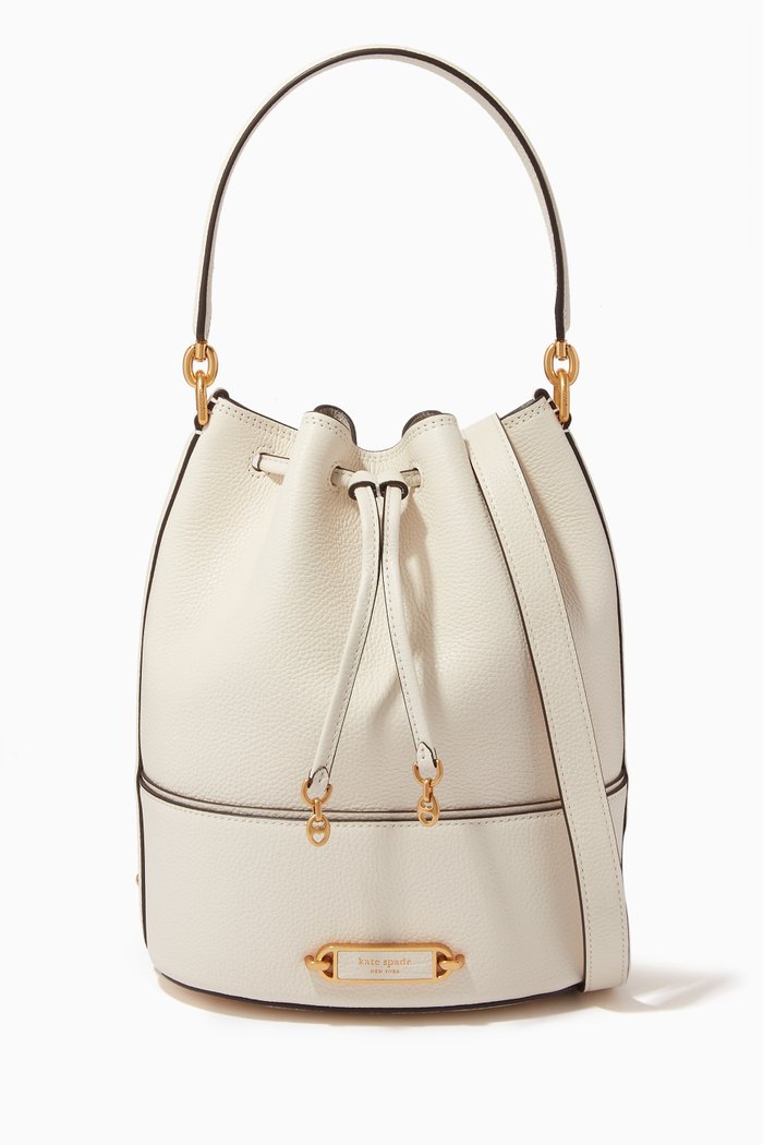Medium Bucket Bag in Leather, White