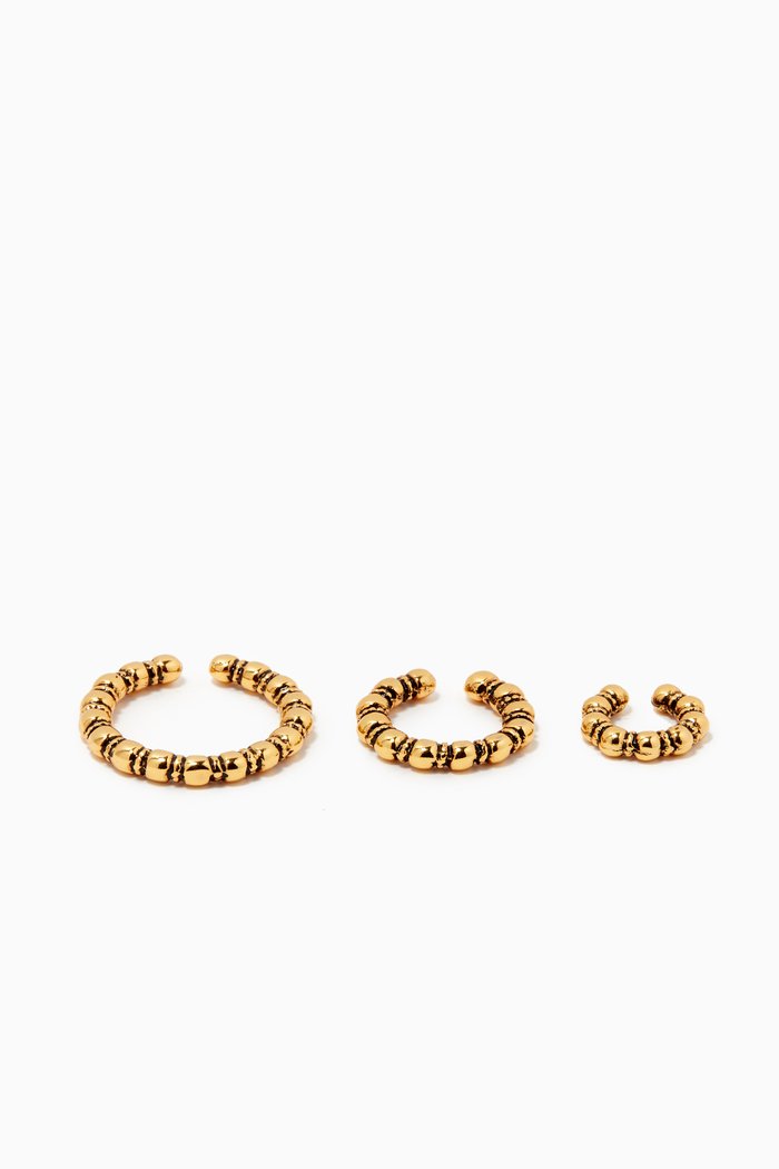 Blue Islander Gold on Fire Earcuff Set in Gold-plated Brass