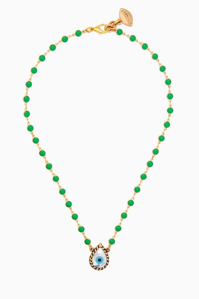 

Sunset Lover Vert Necklace in Gold-plated Brass, Green