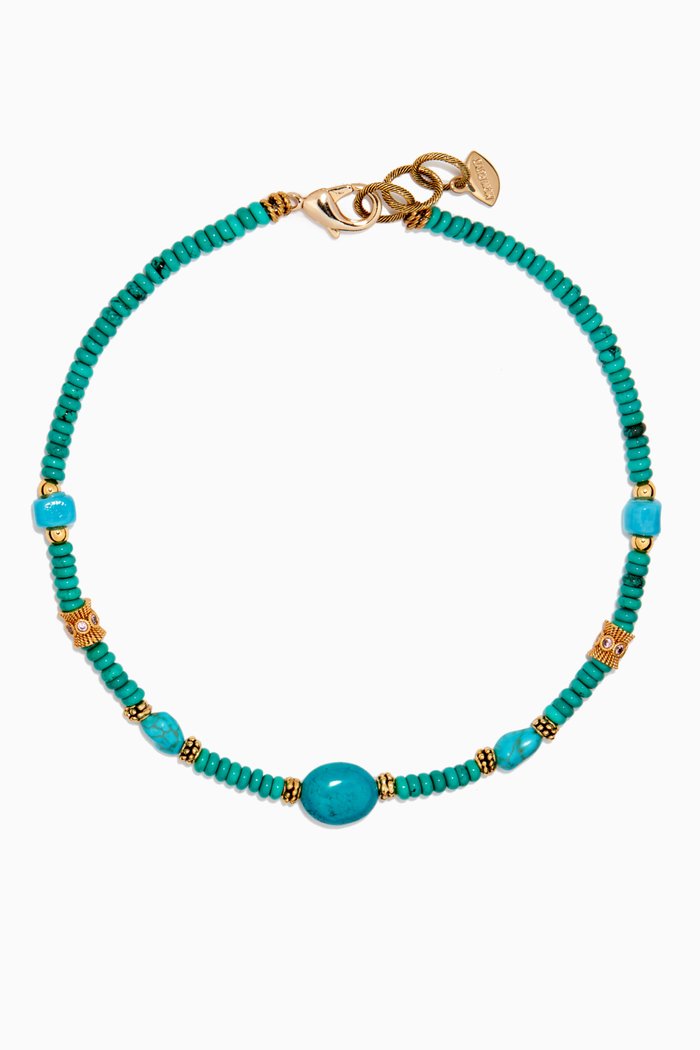 

Sea Whisperer Palm Necklace in Gold-plated Brass, Blue