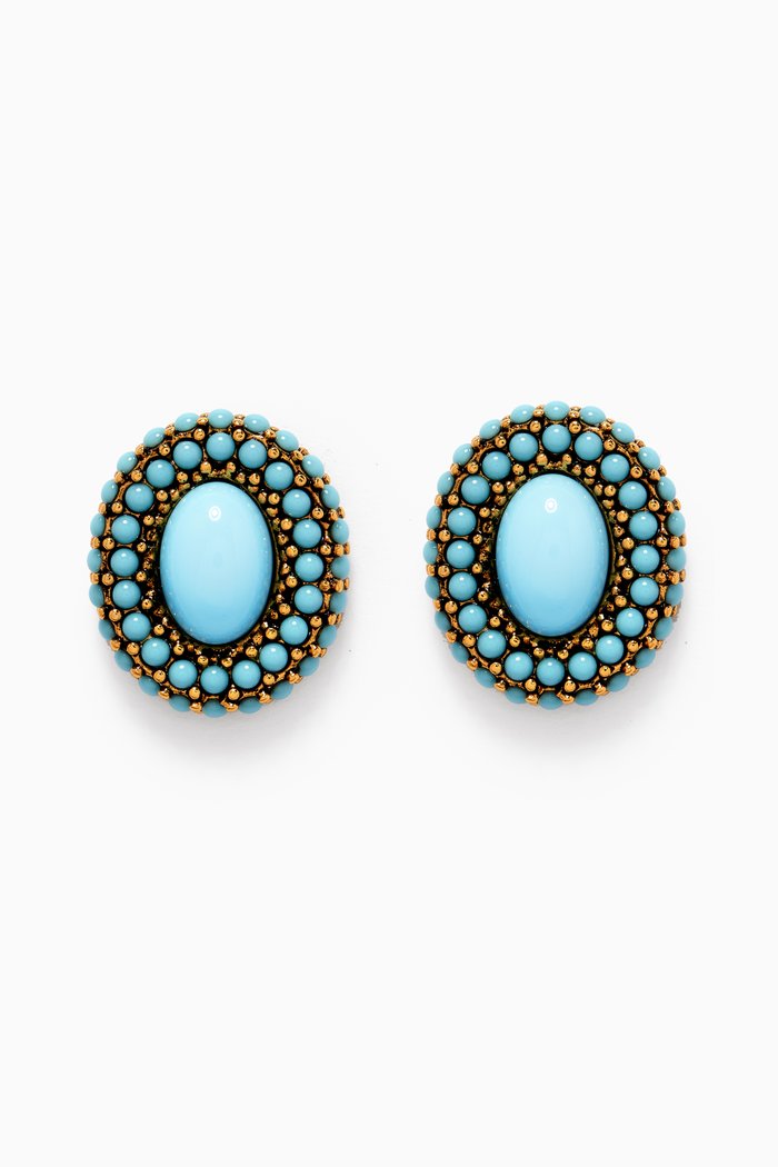 

Sea Whisperer Mare Turquoise Stud Earrings in Gold-plated Brass, Blue