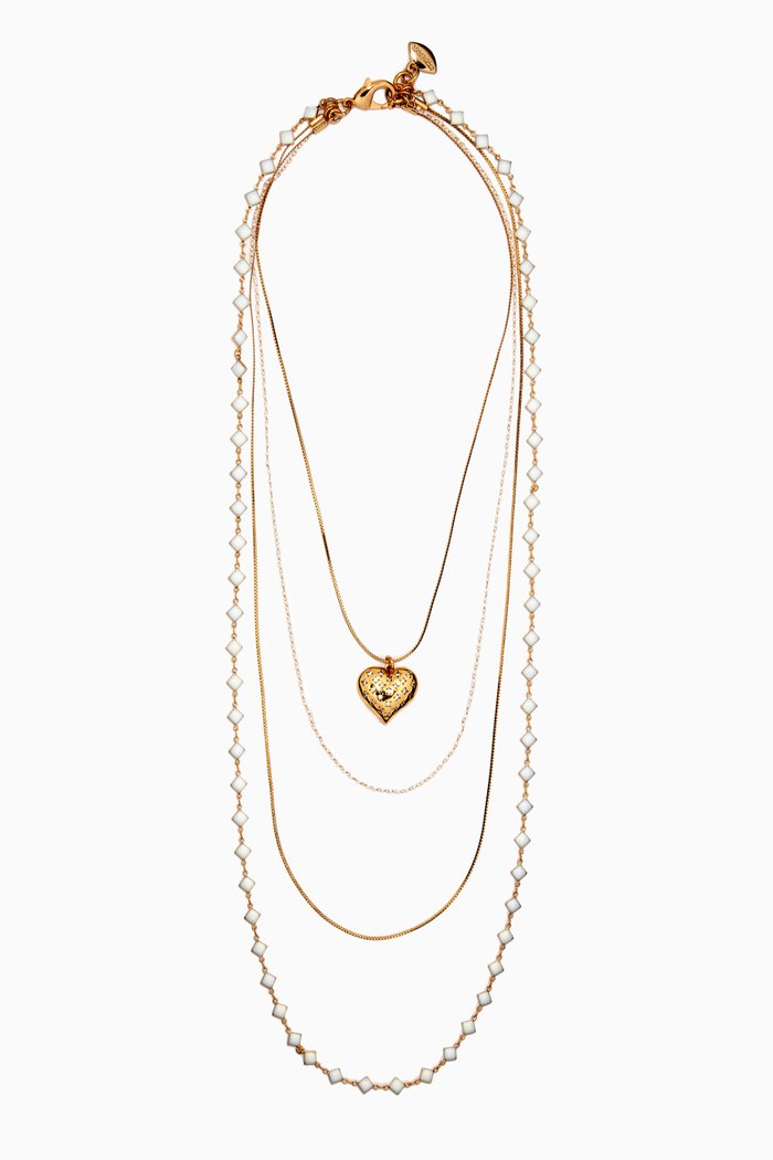 Formal Towner Star Heart Necklace in Gold-plated Brass, White