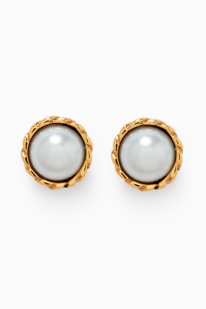 

Formal Towner Sambet Pearl Stud Earrings in Gold-plated Brass, White