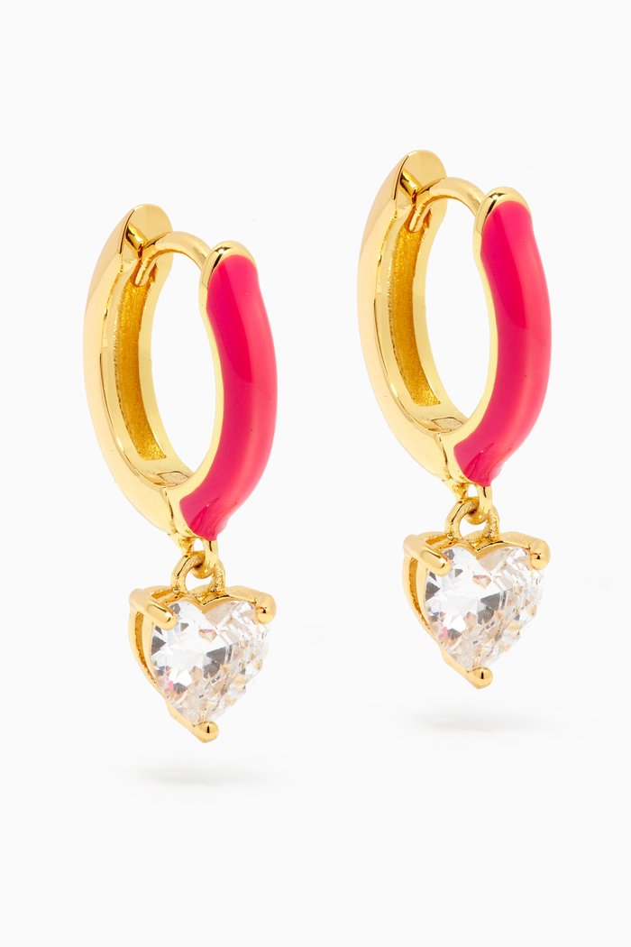 Neon Nights Hoop Earrings in 18kt Gold-plated Brass, Pink
