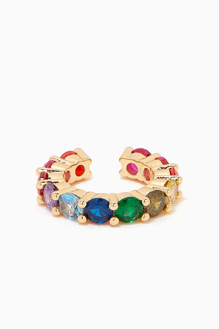 

Rainbow Dreams Single Ear Cuff in 18kt Gold-plated Brass, Multicolour