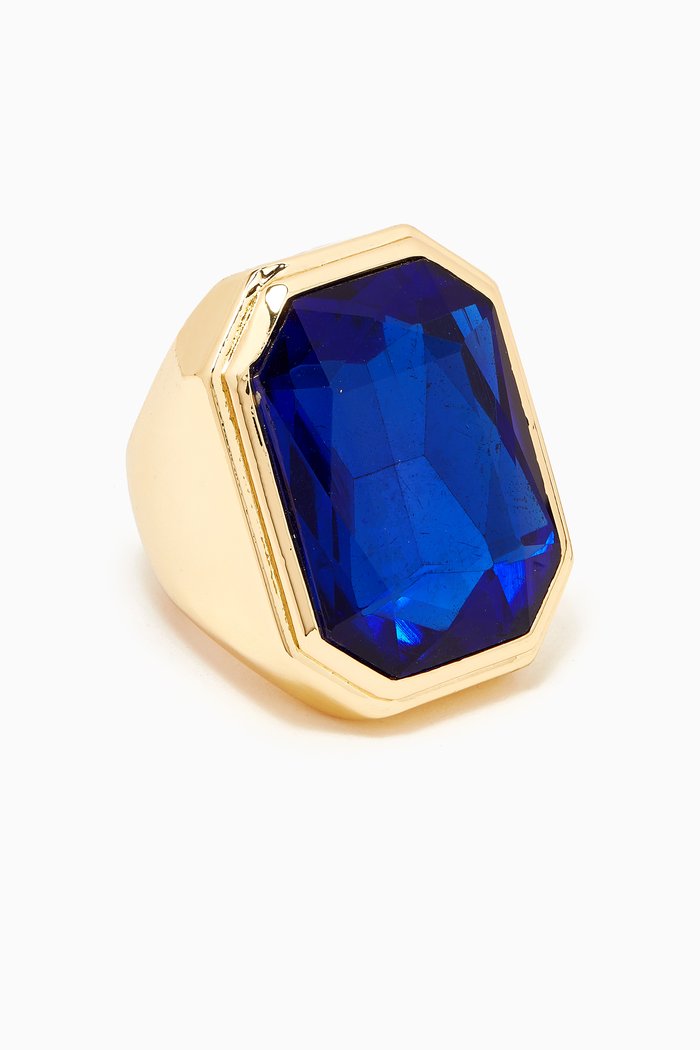 

The Robin Hood Ring in 18kt Gold-plated Brass, Blue