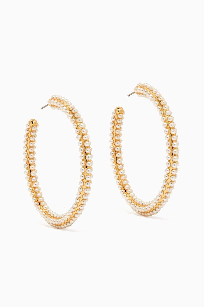 

Ariel Hoop Earrings in 18kt Gold-plated Brass, White
