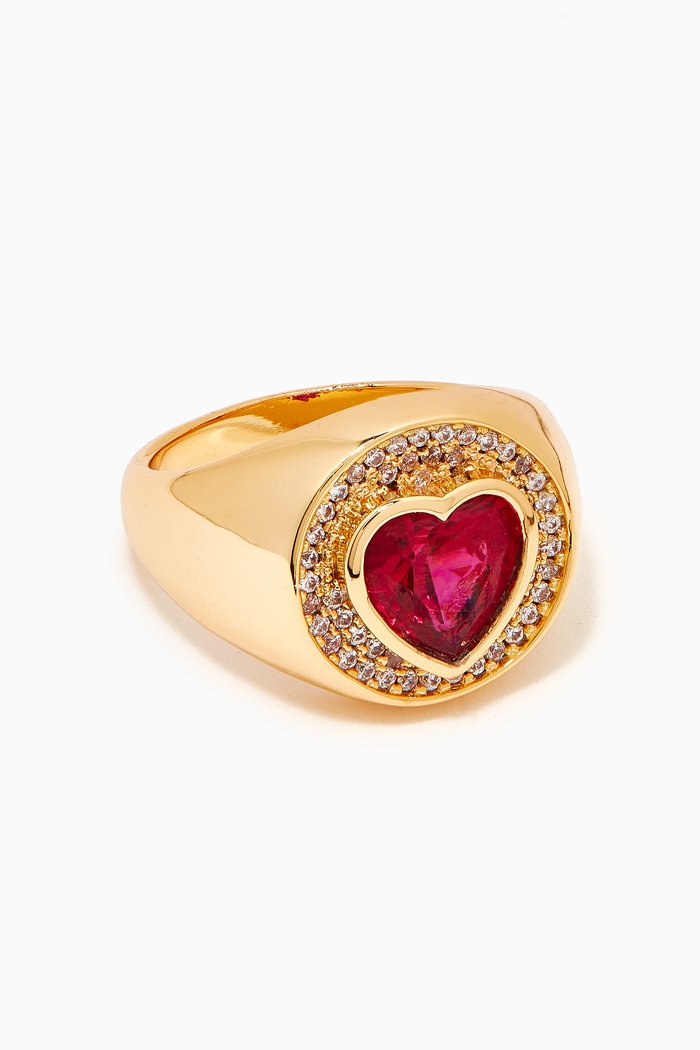 

Queen of Hearts Ring in 18kt Gold-plated Brass, Pink