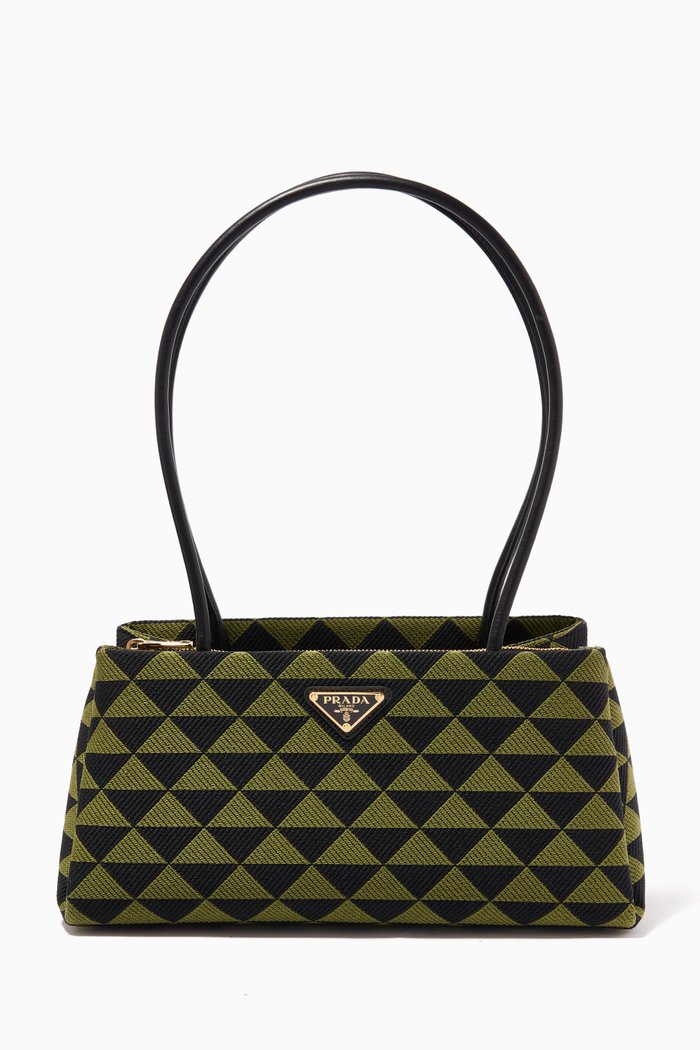

Medium Embroidered Symbole Shoulder Bag in Jacquard, Green
