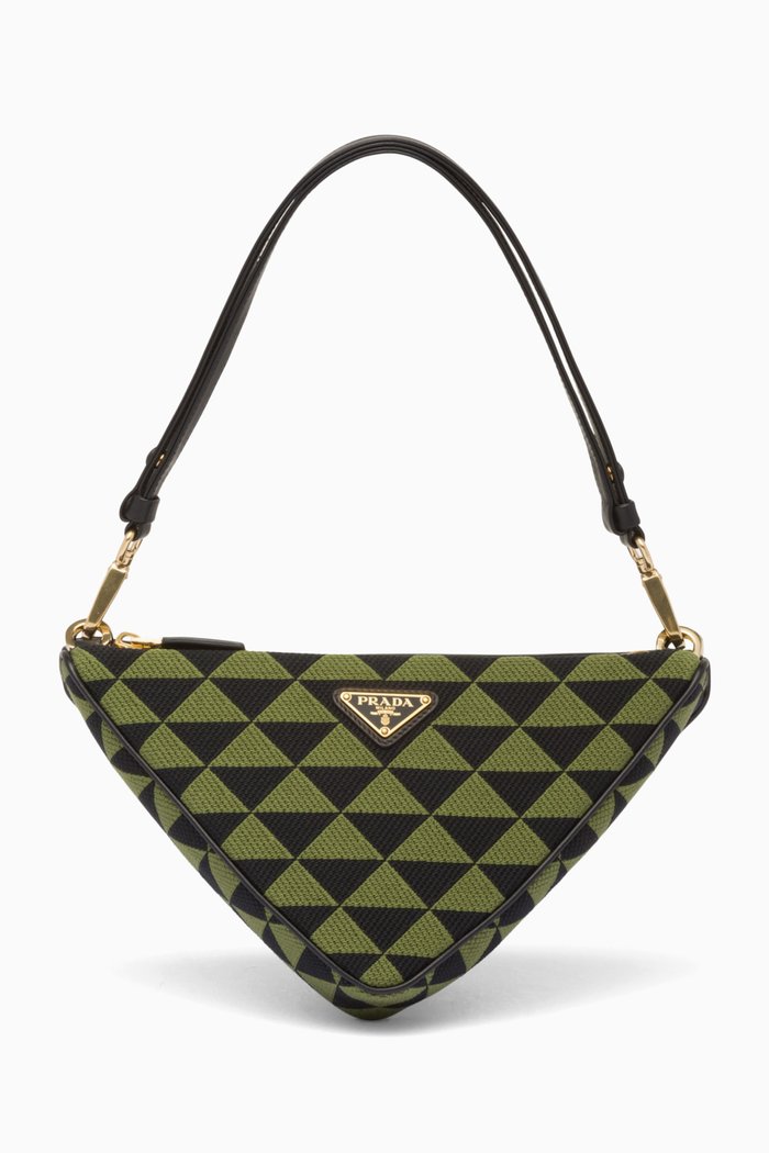 

Mini Symbole Bag in Leather & Jacquard, Green