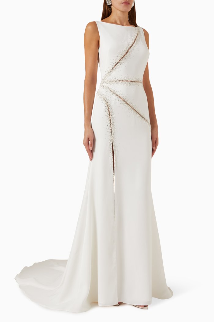 

Alaia Wedding Gown in Crepe, Neutral