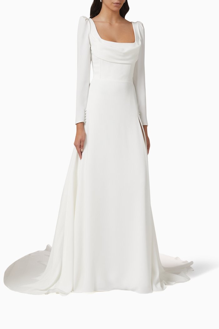 

Betsy Wedding Dress in Crepe, Neutral