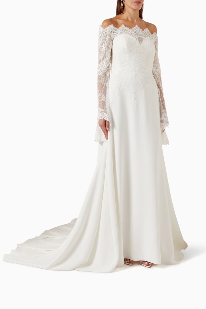 

Madison Wedding Gown in Eco-crepe & Lace, Neutral