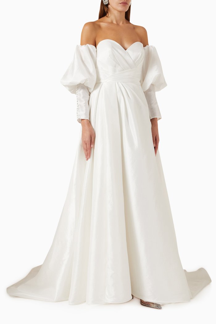

Sonia A-line Wedding Gown in Taffeta, Neutral