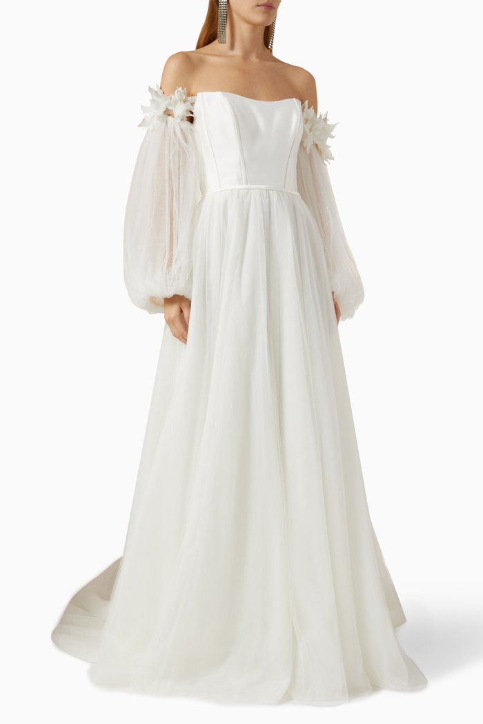 

Rosy Wedding Gown in Tulle & Mikado, Neutral