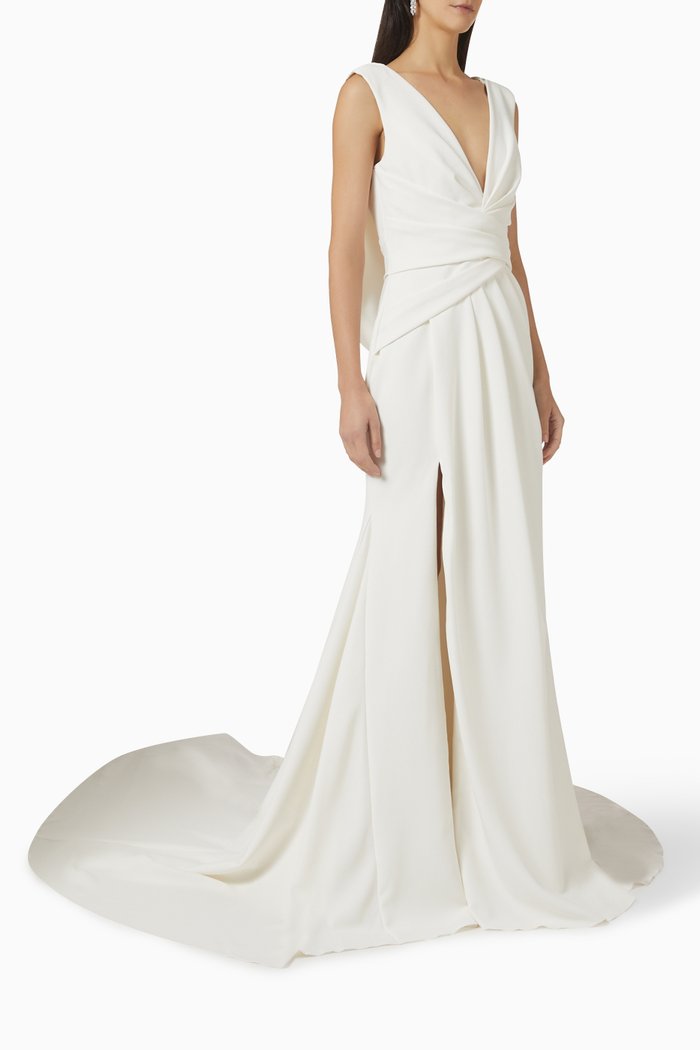 

Abby Wedding Dress in Crepe, Neutral