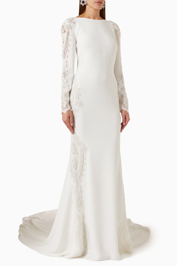 

Condesa Mermaid Wedding Gown in Crepe, Neutral