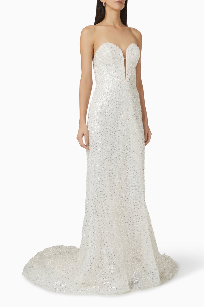 

Ferrera Wedding Dress in Sequins, Silver
