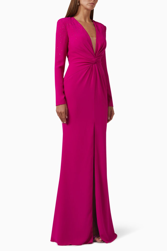 

Embellished Mermaid Gown in Crêpe, Pink