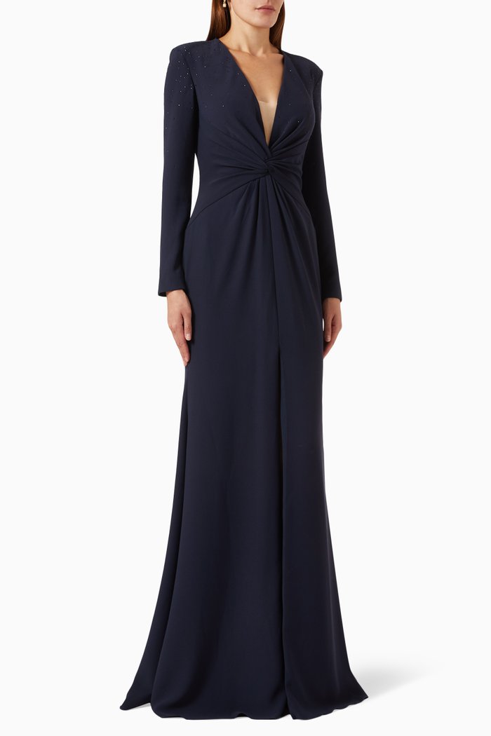

Embellished Mermaid Gown in Crêpe, Blue